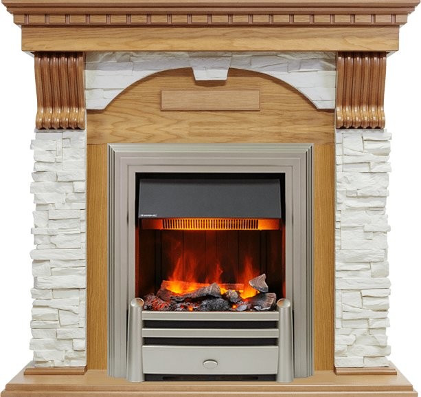 Каминокомплект Dimplex Dublin - Дуб / Сланец белый с очагом Chesford