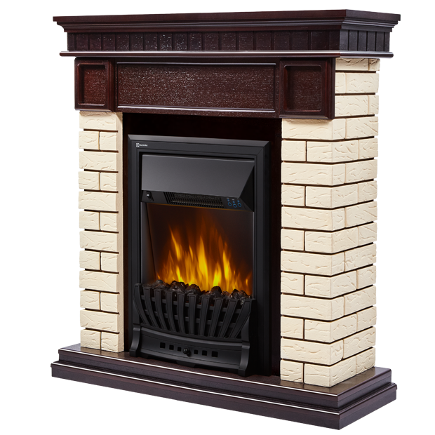 Портал Firelight Bricks Classic камень бежевый,  темный дуб