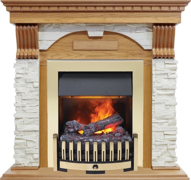 Каминокомплект Dimplex Dublin - Дуб / Сланец белый с очагом Danville Brass FB2