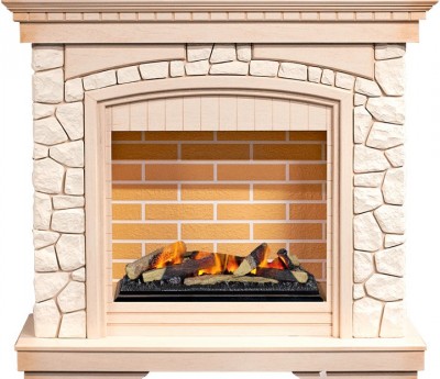 Каминокомплект Dimplex Glasgow - Слоновая кость /Белый с очагом Cassette 600 LNH-INT (с дровами)