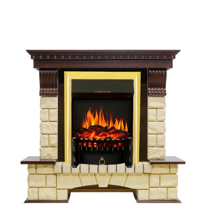 Каминокомплект Royal Flame Pierre Luxe - Темный дуб / Шампань с очагом Fobos FX Brass