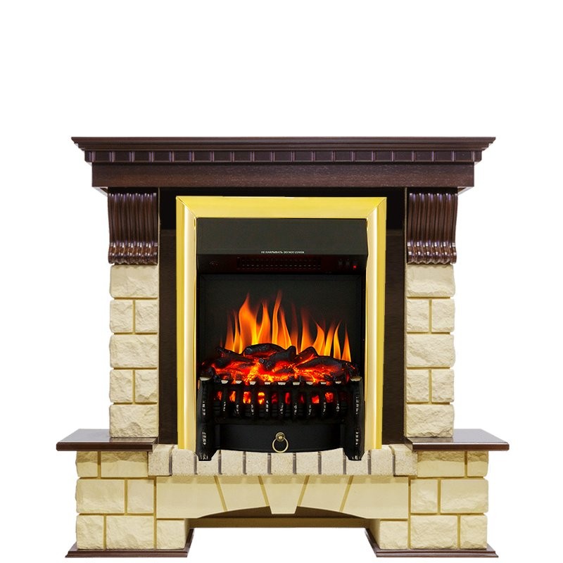 Каминокомплект Royal Flame Pierre Luxe - Темный дуб / Шампань с очагом Fobos FX Brass