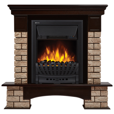 Портал Firelight Forte WOOD Classic каменный дуб коричневый, шпон темный дуб