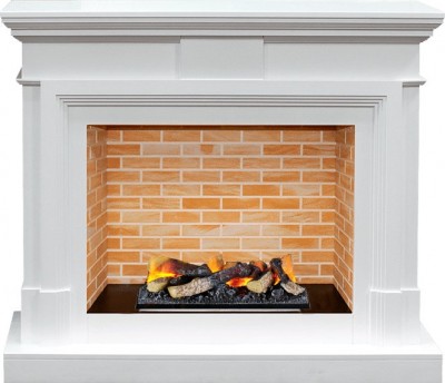 Каминокомплект Dimplex Coventry - Белый / Кирпич  с очагом Cassette 400 LNH-INT (с дровами)