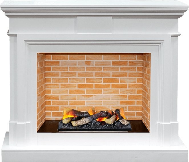 Каминокомплект Dimplex Coventry - Белый / Кирпич  с очагом Cassette 400 LNH-INT (с дровами)
