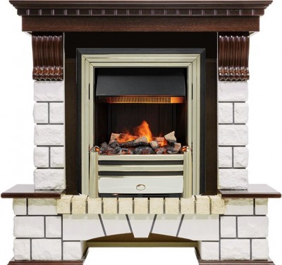 Каминокомплект Dimplex Pierre Luxe угловой - Темный дуб / Белый с очагом Cavendish