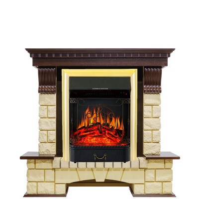 Каминокомплект Royal Flame Pierre Luxe - Темный дуб / Шампань с очагом Majestic FX Brass