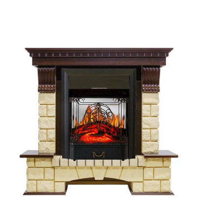 Каминокомплект Royal Flame Pierre Luxe - Темный дуб / Шампань с очагом Majestic FX M Black