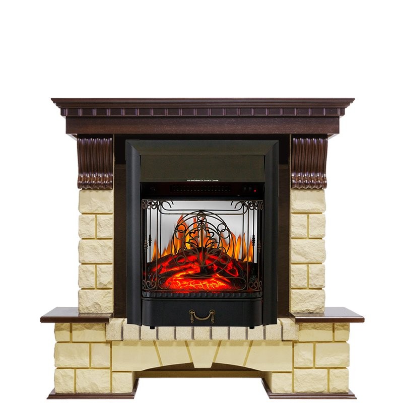 Каминокомплект Royal Flame Pierre Luxe - Темный дуб / Шампань с очагом Majestic FX M Black