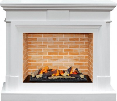 Каминокомплект Dimplex Coventry - Белый / Кирпич  с очагом Cassette 600 LNH-INT (с дровами)