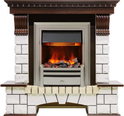 Каминокомплект Dimplex Pierre Luxe угловой - Темный дуб / Белый с очагом Chesford
