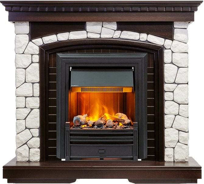 Каминокомплект Dimplex Glasgow - Темный дуб / Белый с очагом Brookline Black