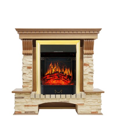 Каминокомплект Royal Flame Pierre Luxe - Дуб / Сланец с очагом Majestic FX Brass