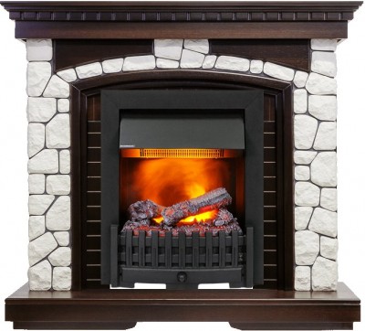 Каминокомплект Dimplex Glasgow - Темный дуб / Белый с очагом Danville Black FB2