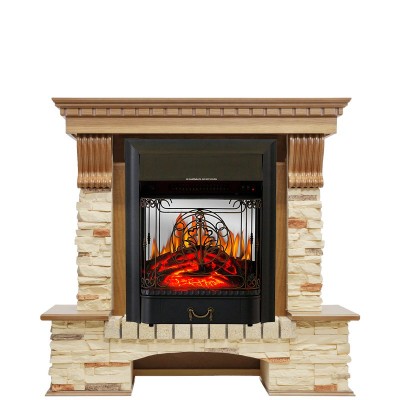 Каминокомплект Royal Flame Pierre Luxe - Дуб / Сланец с очагом Majestic FX M Black