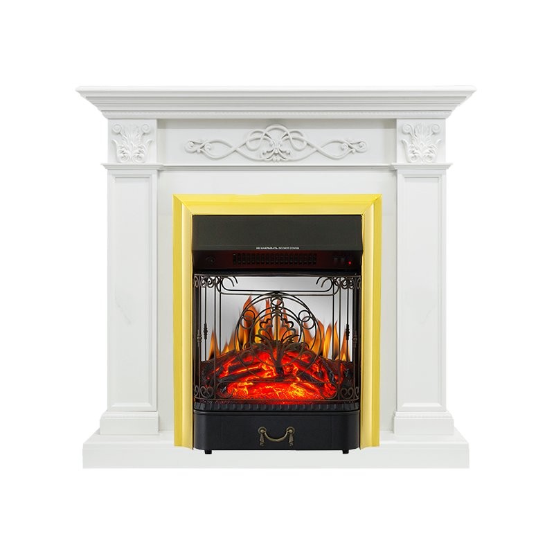 Каминокомплект Royal Flame Verona - Белый дуб с очагом Majestic FX M Brass