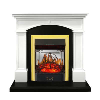 Каминокомплект Royal Flame Langford - Белый с черным с очагом Majestic FX M Brass