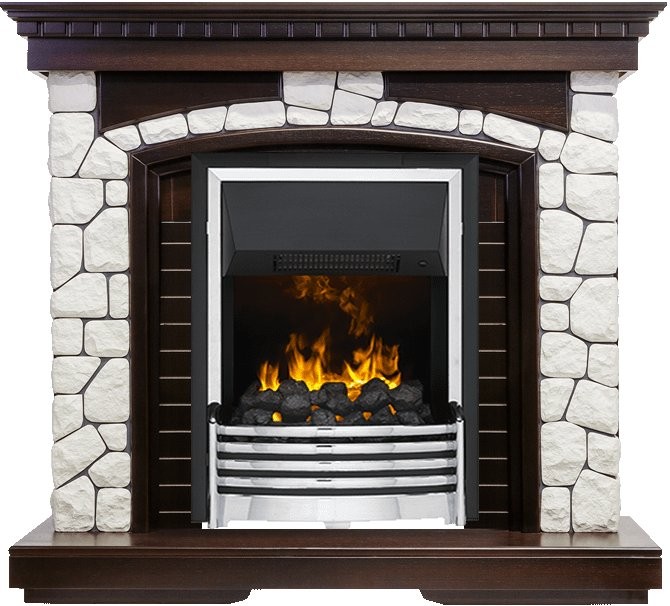 Каминокомплект Dimplex Glasgow - Темный дуб / Белый с очагом Flagstaff