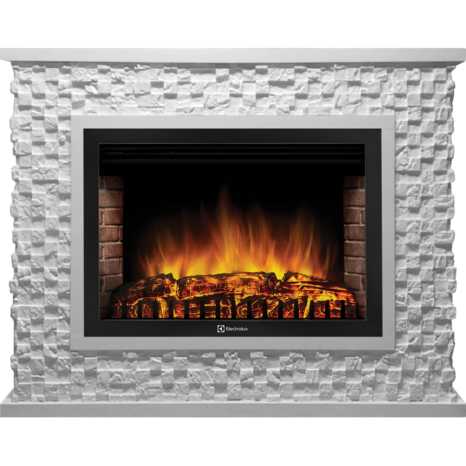 Портал Firelight Quadro 30 песчаник античный белый / белая эмаль