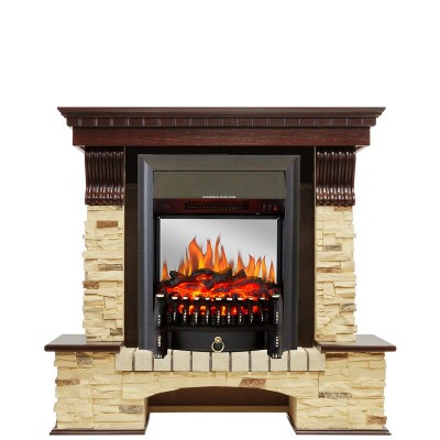 Каминокомплект Royal Flame Pierre Luxe - Темный дуб / Сланец с очагом Fobos FX M Black