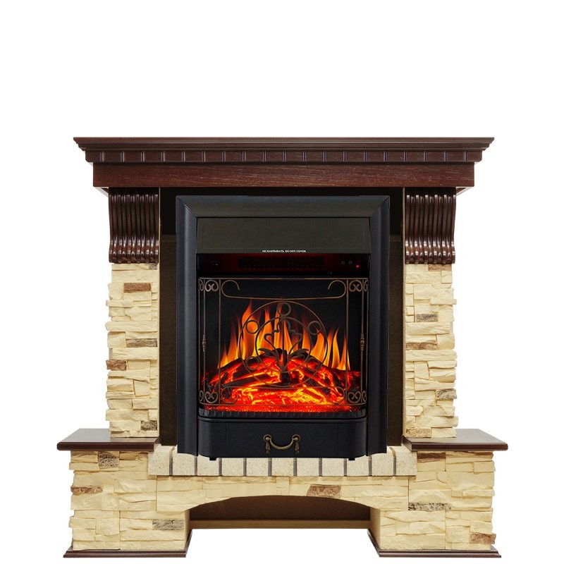 Каминокомплект Royal Flame Pierre Luxe - Темный дуб / Сланец с очагом Majestic FX Black