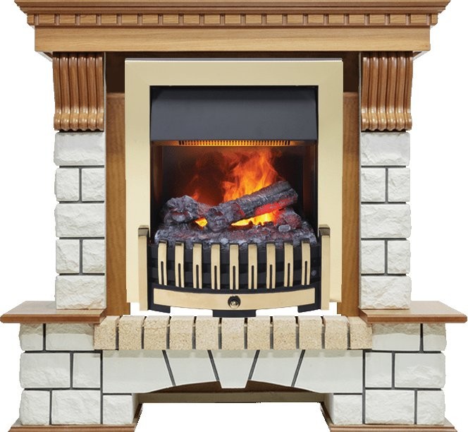 Каминокомплект Dimplex Pierre Luxe - Дуб / Белый с очагом Danville Brass FB2