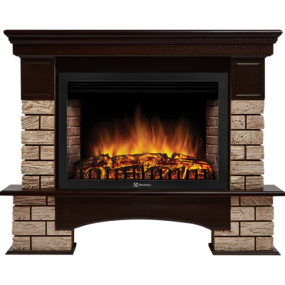 Портал Firelight Forte Wood 30 U камень коричневый, шпон темный дуб