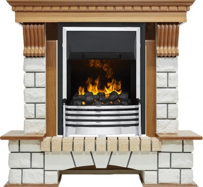 Каминокомплект Dimplex Pierre Luxe - Дуб / Белый с очагом Flagstaff