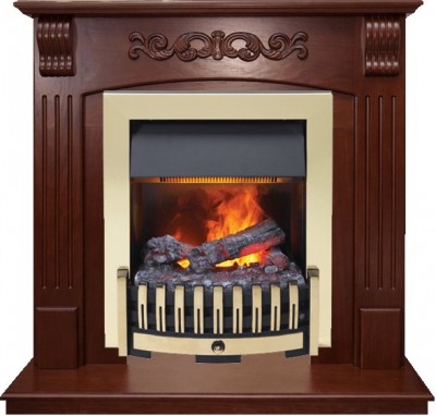 Каминокомплект Dimplex Sorrento угловой - Орех с очагом Danville Brass FB2