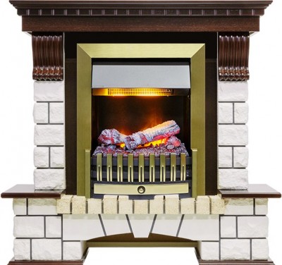 Каминокомплект Dimplex Pierre Luxe - Темный дуб / Белый с очагом Danville Antique Brass FB2