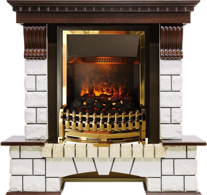 Каминокомплект Dimplex Pierre Luxe - Темный дуб / Белый с очагом Atherton