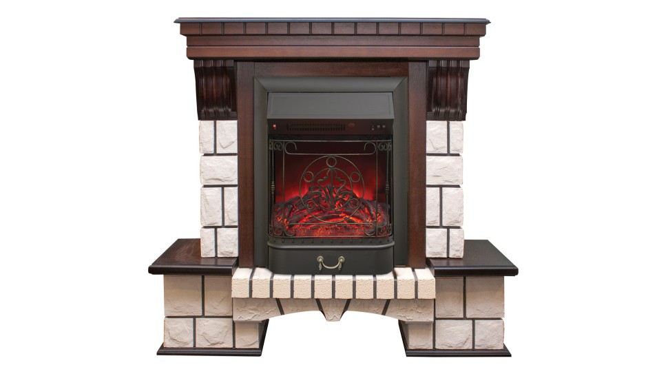 Камин электрический RealFlame Stone AO с очагом Majestic Lux BL S