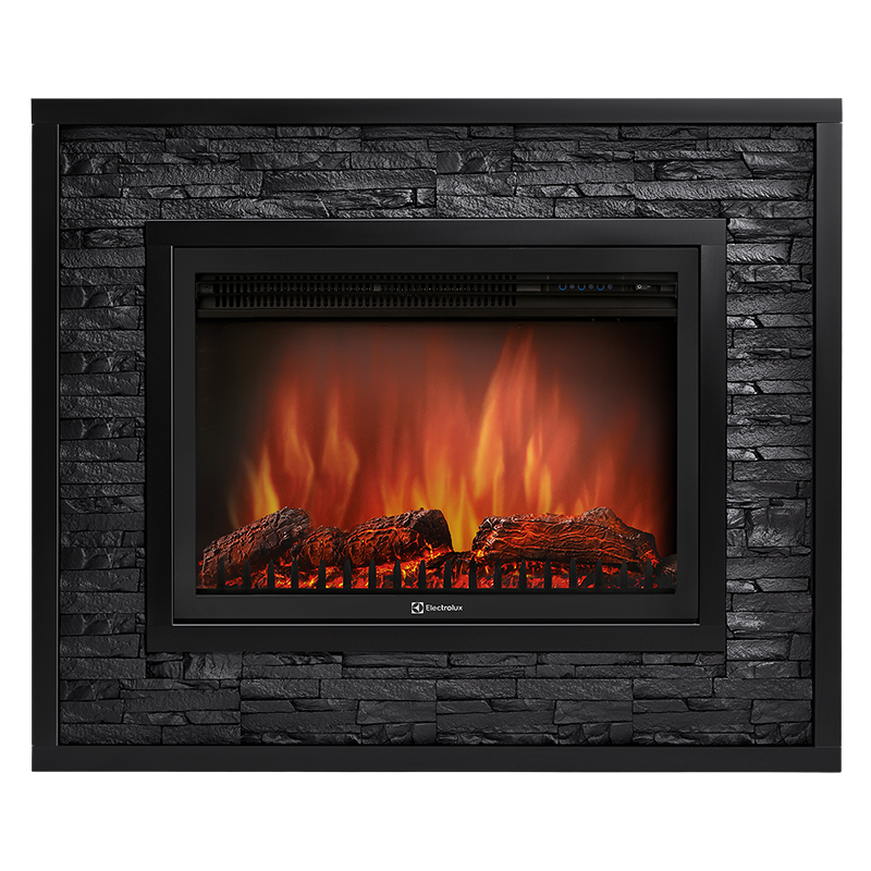 Портал Firelight Loft 30 камень черный, черная эмаль