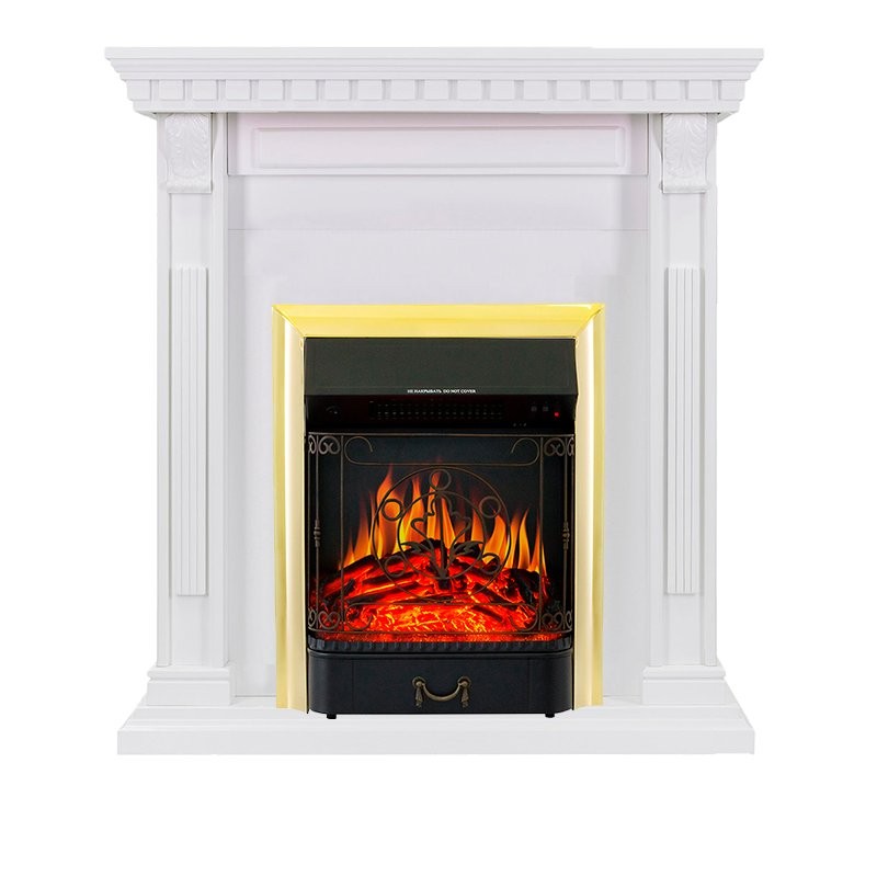Каминокомплект Royal Flame Orlean - Белый с очагом Majestic FX Brass