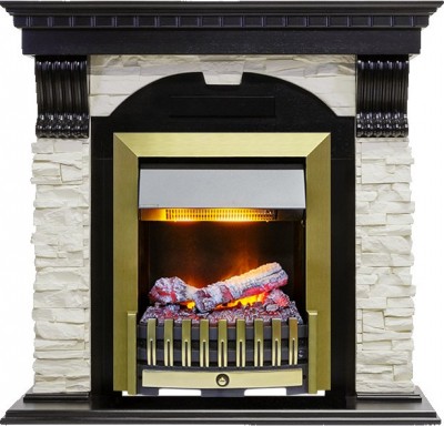 Каминокомплект Dimplex Dublin - Венге / Сланец белый с очагом Danville Antique Brass FB2