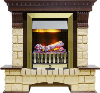 Каминокомплект Dimplex Pierre Luxe - Темный дуб / Шампань с очагом Danville Antique Brass FB2