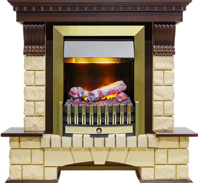 Каминокомплект Dimplex Pierre Luxe - Темный дуб / Шампань с очагом Danville Antique Brass FB2