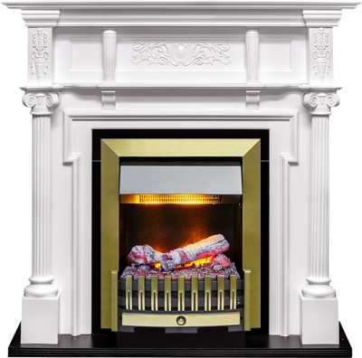 Каминокомплект Dimplex Oxford - Белый с очагом Danville Antique Brass FB2