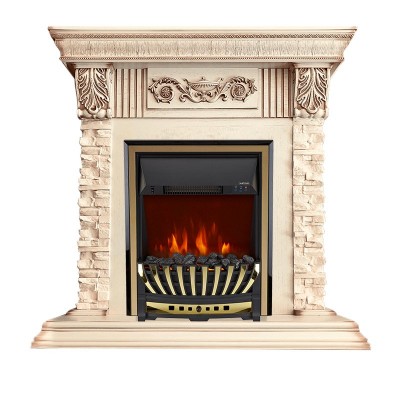 Каминокомплект Royal Flame Luxemburg (каменный) - Сланец/Cлоновая кость с патиной очаг Aspen Gold