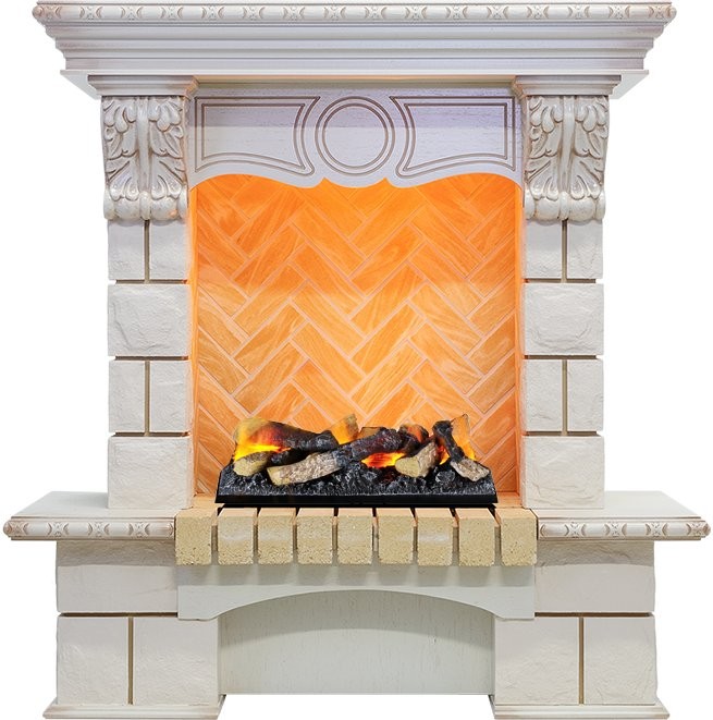 Каминокомплект Dimplex Pierre Luxe - Слоновая кость / Шампань h=975 мм с Cassette 400 LNH-INT дрова