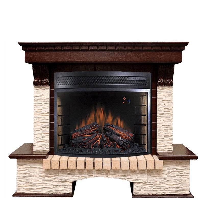 Каминокомплект Royal Flame Pierre Luxe угловой - Темный дуб / Сланец бежевый с очагом Dioramic 28 LED FX