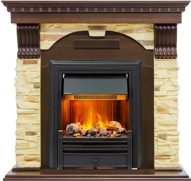 Каминокомплект Dimplex Dublin - Темный дуб / Сланец с очагом Brookline Black
