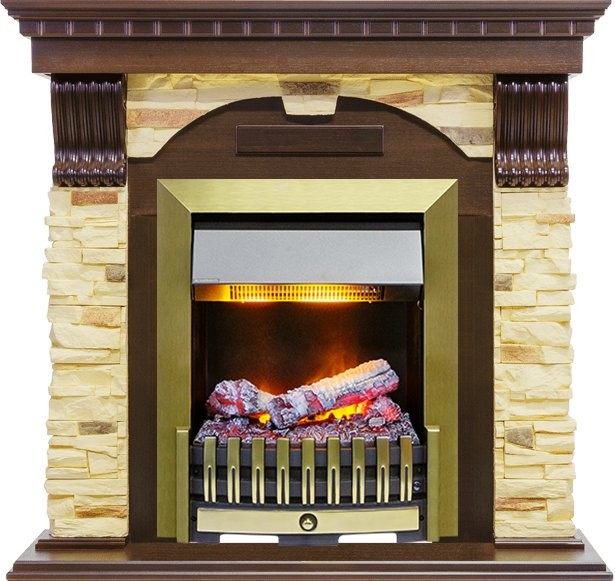 Каминокомплект Dimplex Dublin угловой - Темный дуб / Сланец с очагом Danville Antique Brass FB2