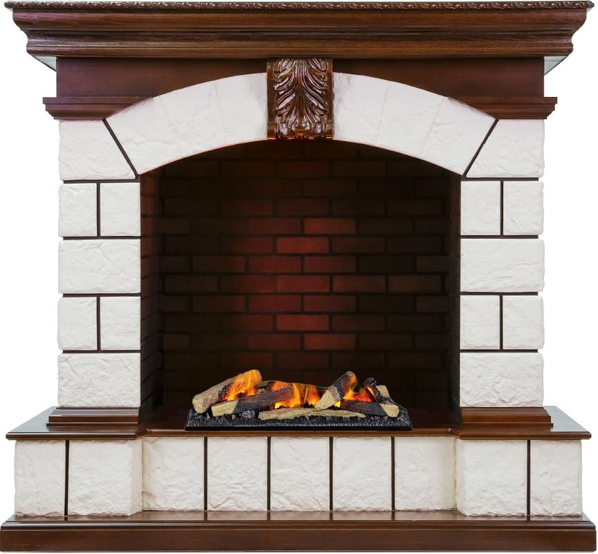 Каминокомплект Dimplex Tower - Темный дуб / Белый с очагом Cassette 600 LNH-INT (с дровами)