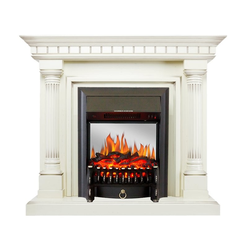 Каминокомплект Royal Flame Dallas - Слоновая кость с патиной с очагом Fobos FX M Black